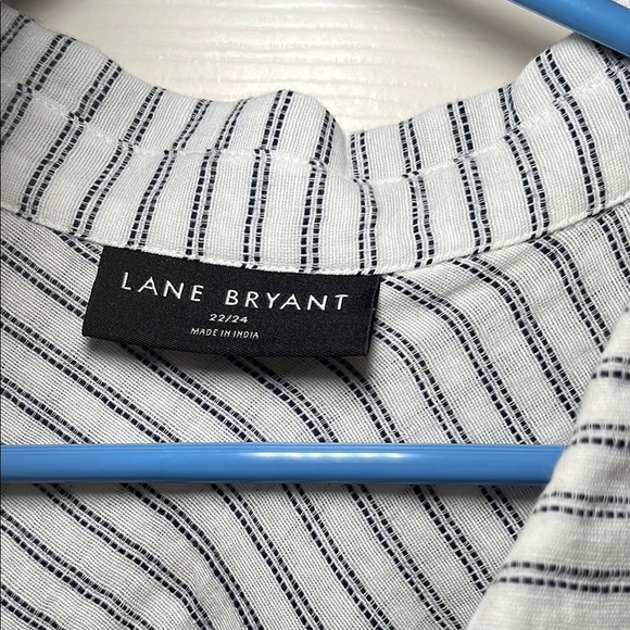 Lane Bryant 22/24 Blue & White Striped Maxi Shirtdress - Picture 2 of 4